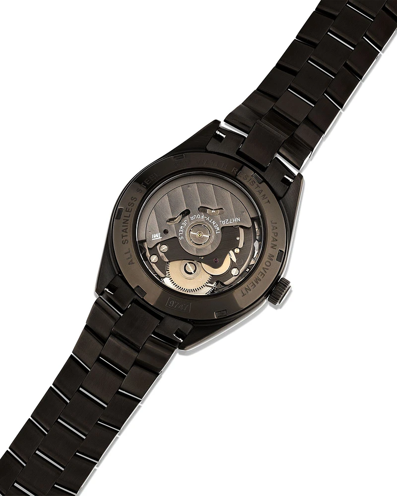 Automatic Skeleton Watch In Grey Tone Stainless Steel