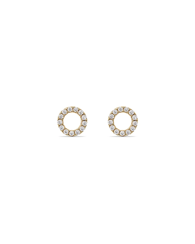 Cubic Zirconia Open Circle Stud Earrings in 10kt Yellow Gold