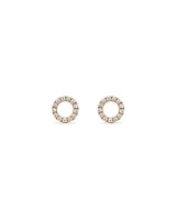 Cubic Zirconia Open Circle Stud Earrings in 10kt Yellow Gold