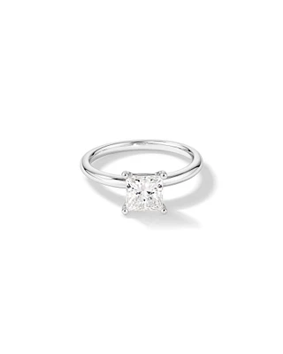 Bague De Fiançailles Solitaire En Diamant De Laboratoire De Taille Princesse De 1,25 Carat Poids Total En Or Blanc 14 Carats