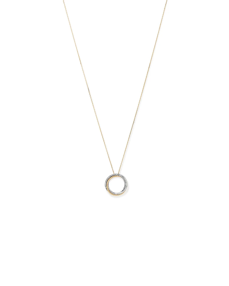 0.11 Carat TW Diamond Triple Circle Crossover Pendant Necklace in Sterling Silver & 10kt Yellow Gold