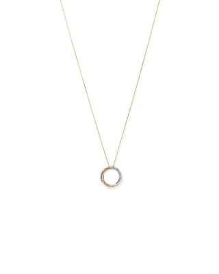 0.11 Carat TW Diamond Triple Circle Crossover Pendant Necklace in Sterling Silver & 10kt Yellow Gold