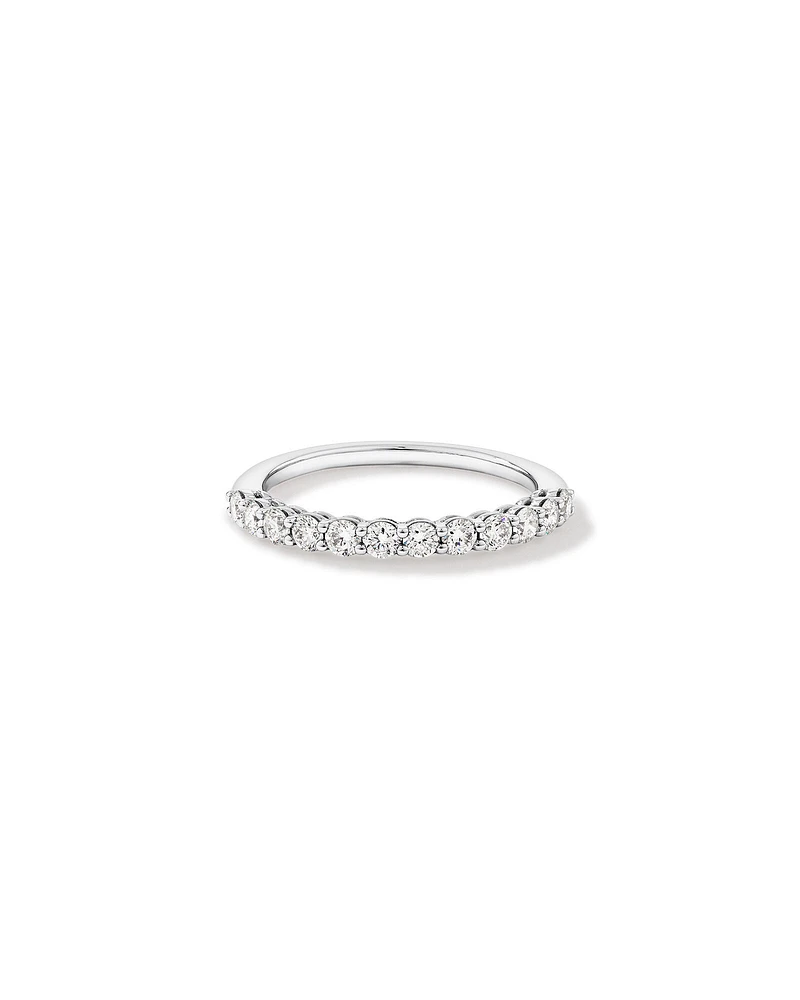 Bague De Mariage En Diamant De Laboratoire Rond Brillant De 0,60 Carat Poids Total Sertie De Griffes En Or Blanc 14 Carats