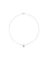 Oval Cut Blue Aquamarine Gemstone and 0.19 Carat TW Diamond Halo Pendant Necklace in 10kt White Gold