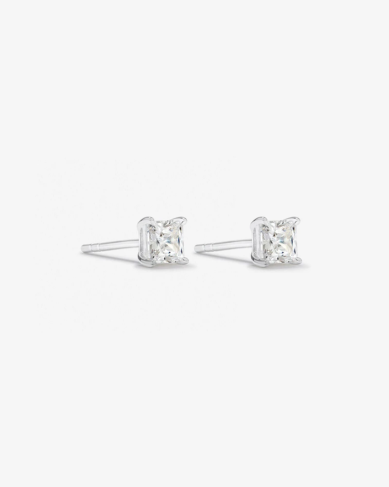 Stud Earrings with Cubic Zirconia in Sterling Silver