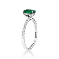 Solitaire Emerald Ring with 0.25 Carat TW of Diamonds in 10kt White Gold