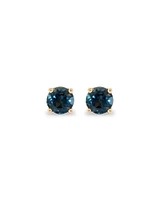 Round London Blue Topaz Birthstone Stud Earrings in 10kt Yellow Gold