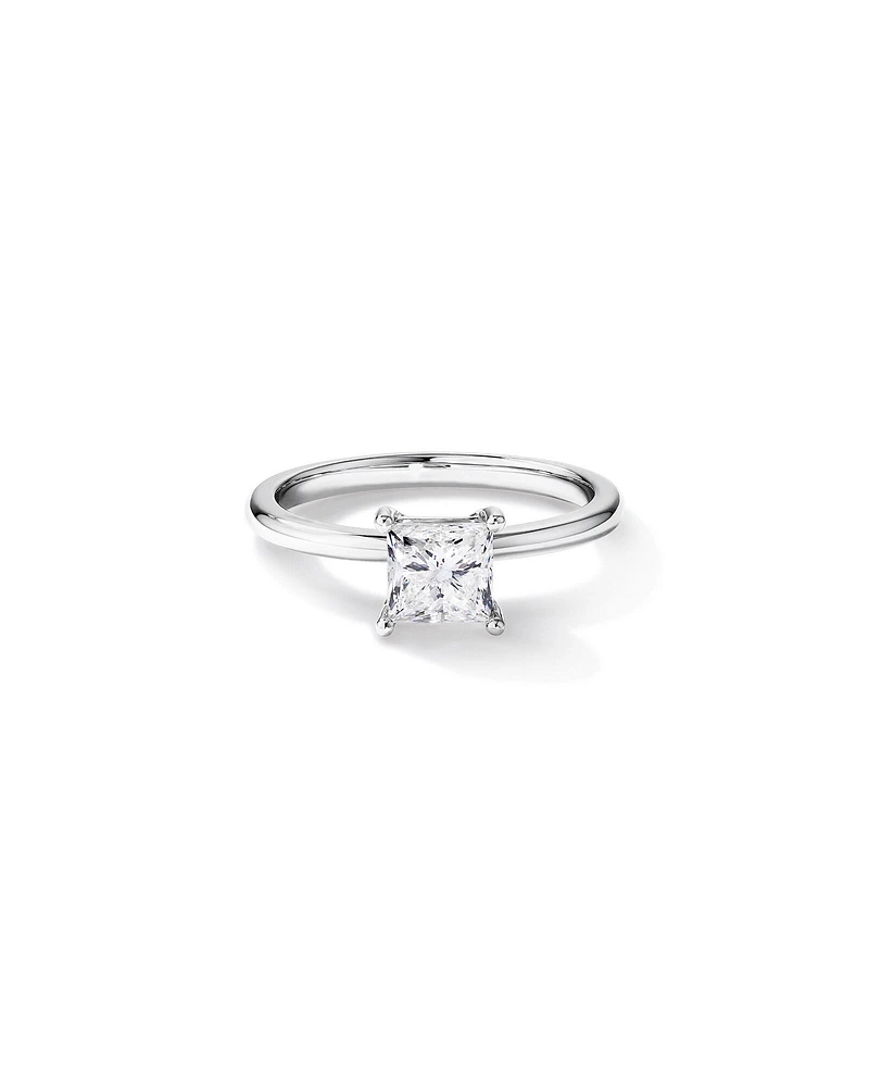 Bague de Fiançailles Solitaire en Diamant Taille Princesse 1,00 Carat TW en Or Blanc 14 kt