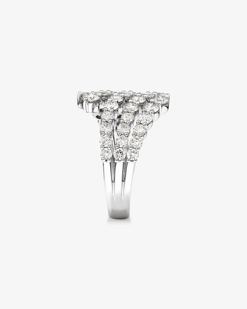 2,00 carats TW Bague bypass éventail graduée en diamant en or blanc 18kt