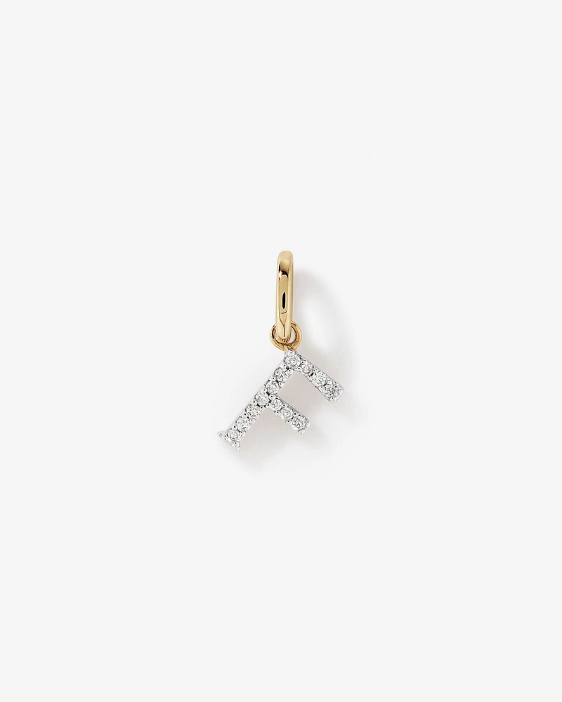 Diamond Letter F Initial Pendant in 10kt Yellow Gold