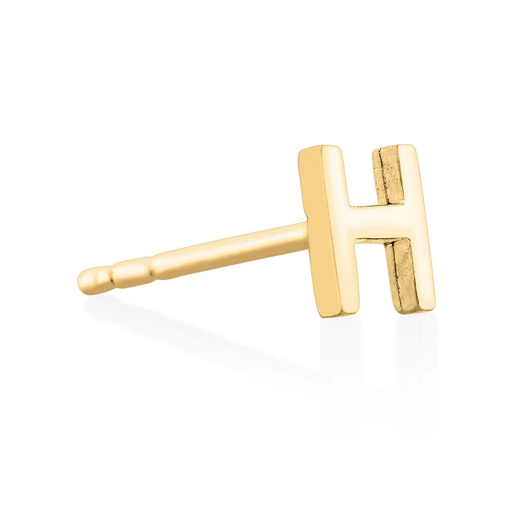 G Initial Single Stud Earring in 10kt Yellow Gold