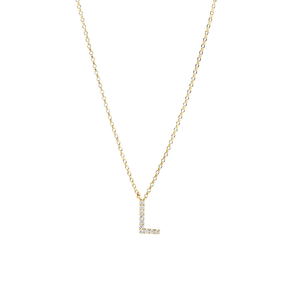 "K" Initial Necklace with 0.10 Carat TW of Diamonds in 10kt Yellow Gold