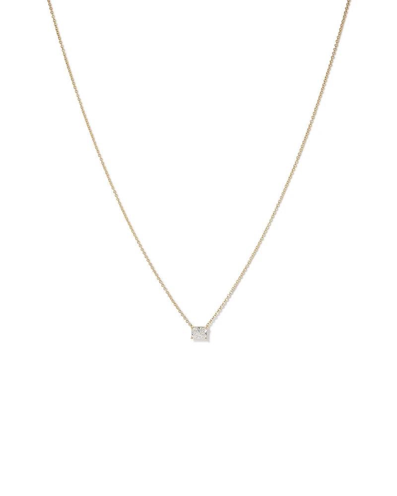 0.50 Carat TW Radiant Cut Laboratory-Grown Diamond Solitaire Necklace in 10kt Yellow Gold