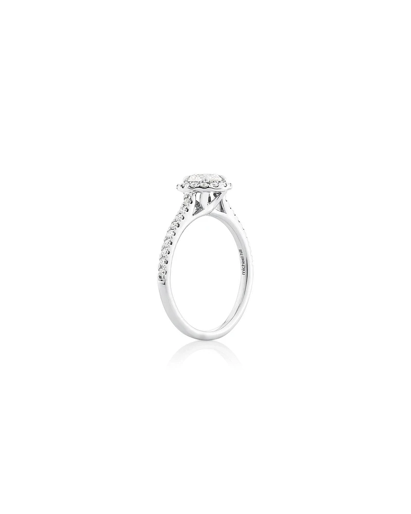 Bague de fiançailles en or blanc 14 K avec diamants totalisant 0,92 ct