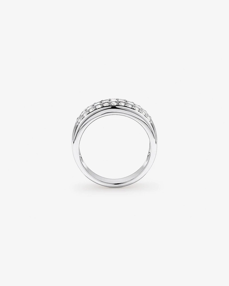 Cubic Zirconia Wide Channel Set Ring in Sterling Silver