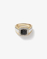 Men's Ring with 3/4 Carat TW of White & Enhanced Black Diamonds in 10kt Yellow & White Gold