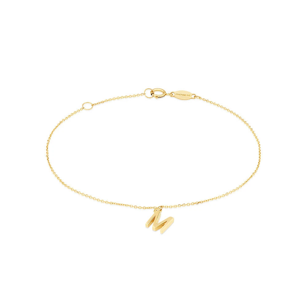 19cm (7.5") C Initial Bracelet in 10kt Yellow Gold