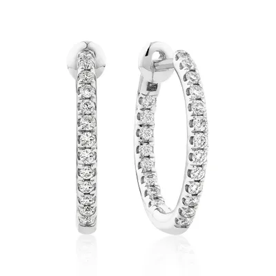 Hoop Earrings With 0.25 Carat TW Of Diamonds 10kt White Gold