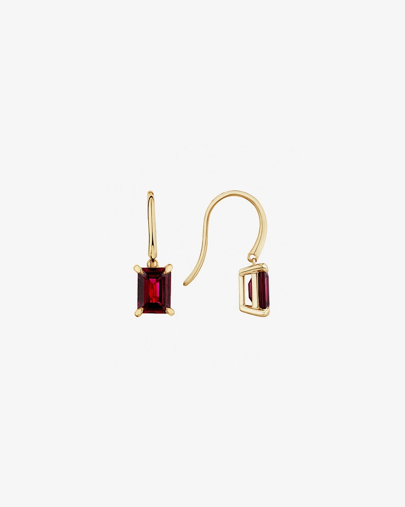 Garnet Drop Earrings in 10kt Yellow Gold