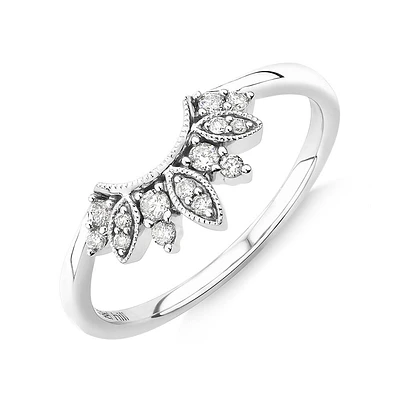 Evermore Contoured Wedding Band with Diamonds in 10kt White Gold