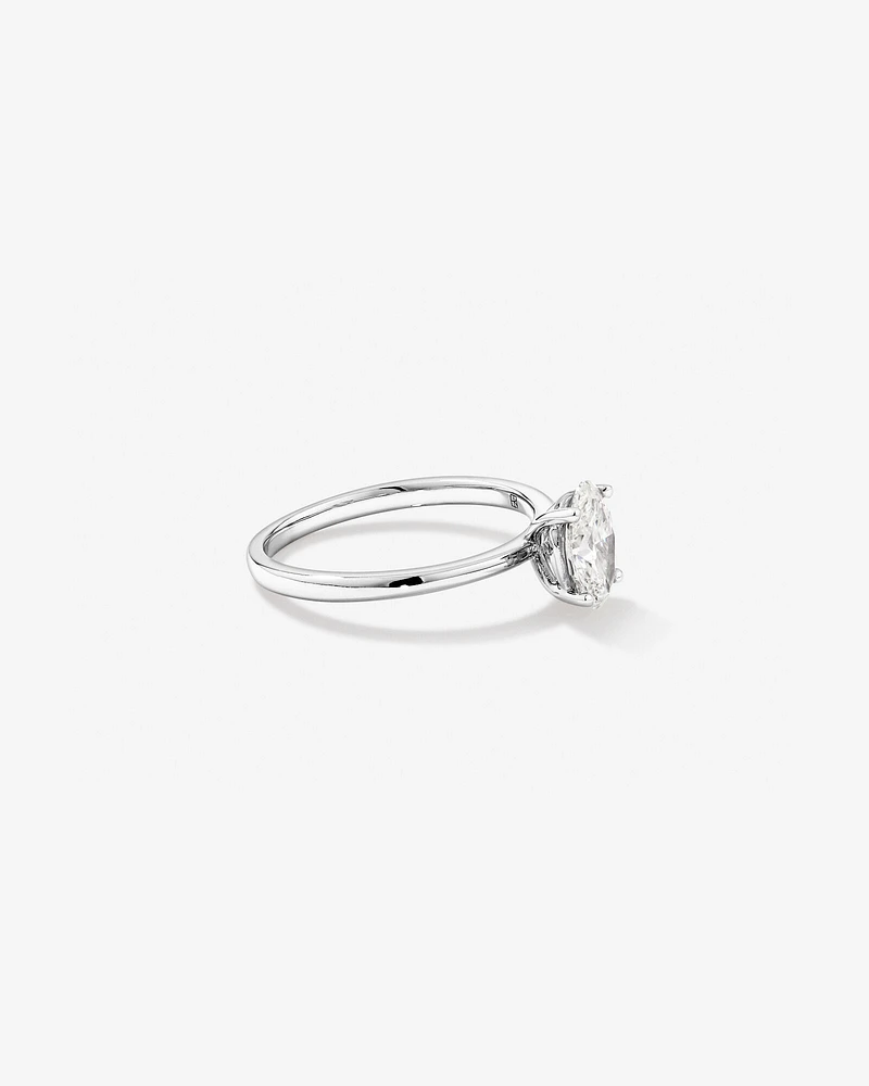 Bague solitaire en diamant canadien ovale 1,00 carat poids total en or blanc 18 kt