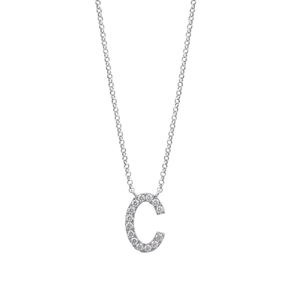 A' Initial necklace with 0.10 Carat TW of Diamonds in 10kt White Gold