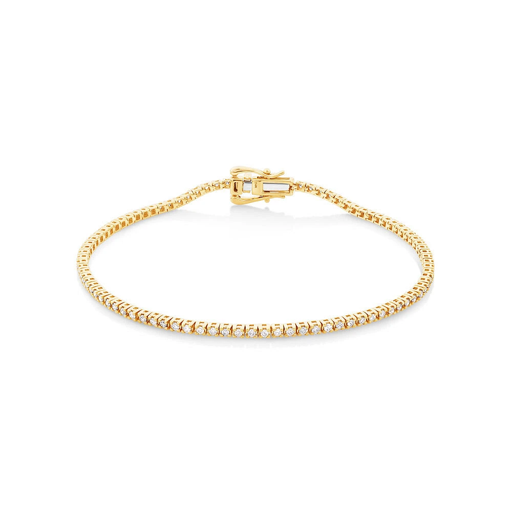 0.82 Carat TW Diamond Tennis Bracelet in 10kt Yellow Gold