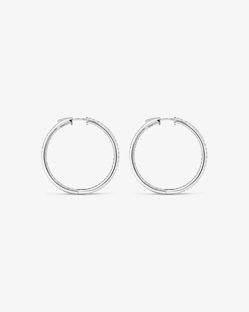 Hoop Earrings with Cubic Zirconia in Sterling Silver