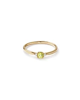 3 Stone Ring with Peridot & Diamonds in 10kt Yellow Gold