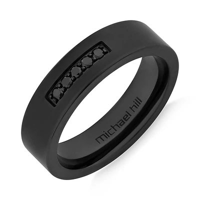 6mm Black Titanium Ring with Enhanced Black Diamonds