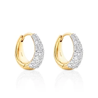 Stardust Hoops with .72TW of Diamonds in 10kt Yellow Gold and Rhodium