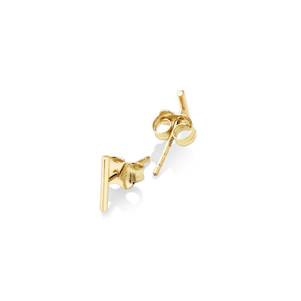 8mm Narrow Bar Stud Earrings in 10kt Yellow Gold