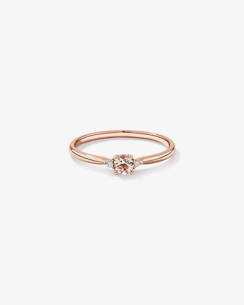 3 Stone Ring with Morganite & Diamonds in 10kt Rose Gold