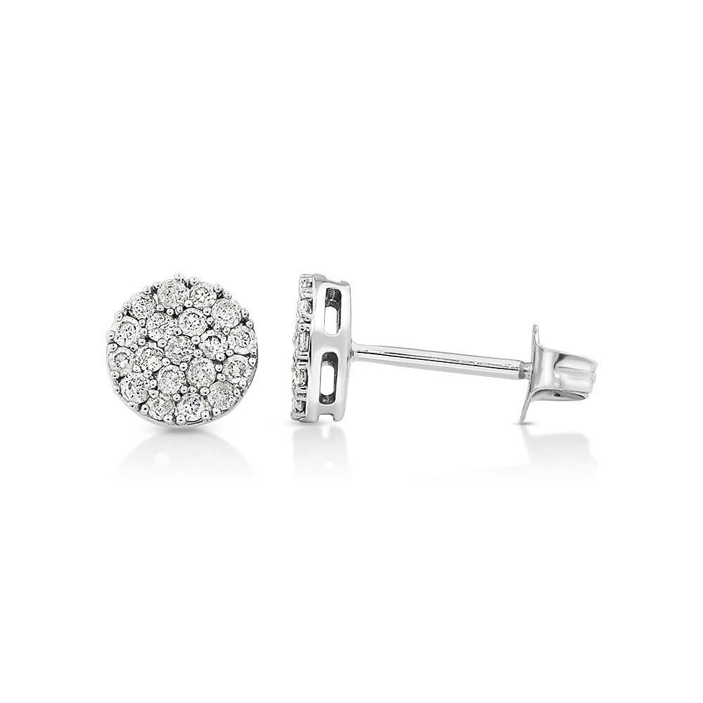 0.33 Carat TW Round Diamond Cluster Stud Earrings in 10kt White Gold