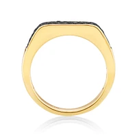 Bague en or jaune 10 K à diamants noirs totalisant 0,95 ct pour homme.