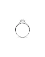 Bague de fiançailles en or blanc 14 K à pierre en forme de poire avec halo de diamants totalisant 0,92 ct