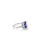 Halo Ring with Tanzanite & 0.75 Carat TW of Diamonds in 14kt White Gold