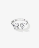 Pear and Oval Shape Cubic Zirconia Toi Et Moi Ring in Sterling Silver