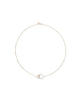 Two-Tone Double Circle Link Hammered Finish Necklace in 10kt White & Yellow Gold