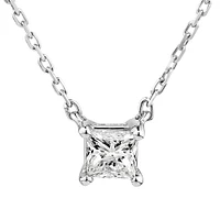 0.25 Carat TW Princess Cut Diamond Solitaire Necklace in 18kt White Gold