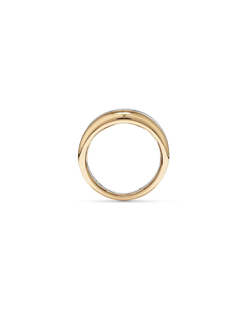 Two-Tone Double Dome Ring in Sterling Silver & 10kt Yellow Gold