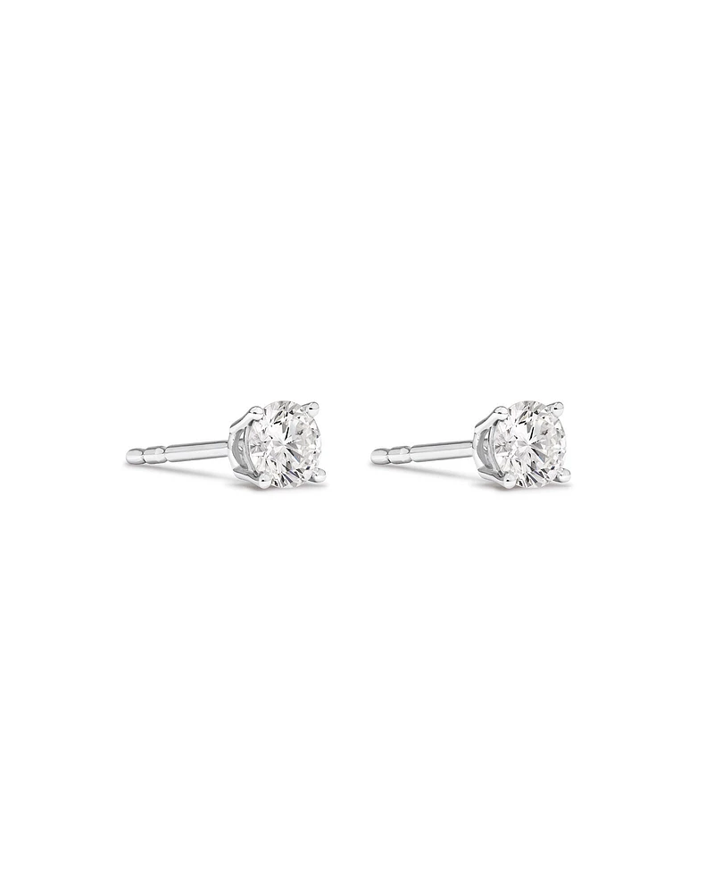 0.60 Carat TW laboratory-grown Diamond Solitaire Stud Earrings in 10kt White Gold