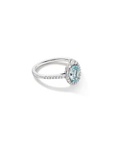 Halo Ring with Aquamarine & 0.29 Carat TW of Diamonds in 10kt White Gold