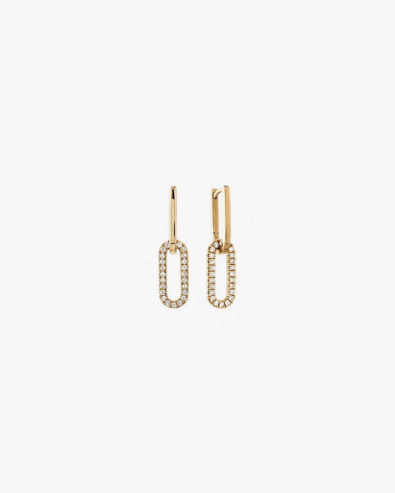 Paperclip Drop Earrings with 0.34 Carat TW of Diamonds in 10kt Yellow Gold