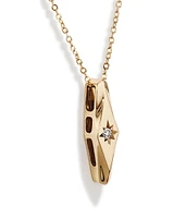 Diamond Star Accent Narrow Signet Pendant with Chain in 10kt Yellow Gold