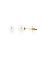 Stud Earrings with 5mm Round Cultured Freshwater Pearl in 10kt Yellow Gold