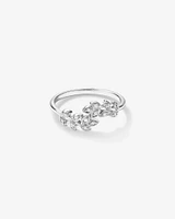 Cubic Zirconia Open Bypass Vine Ring in Sterling Silver