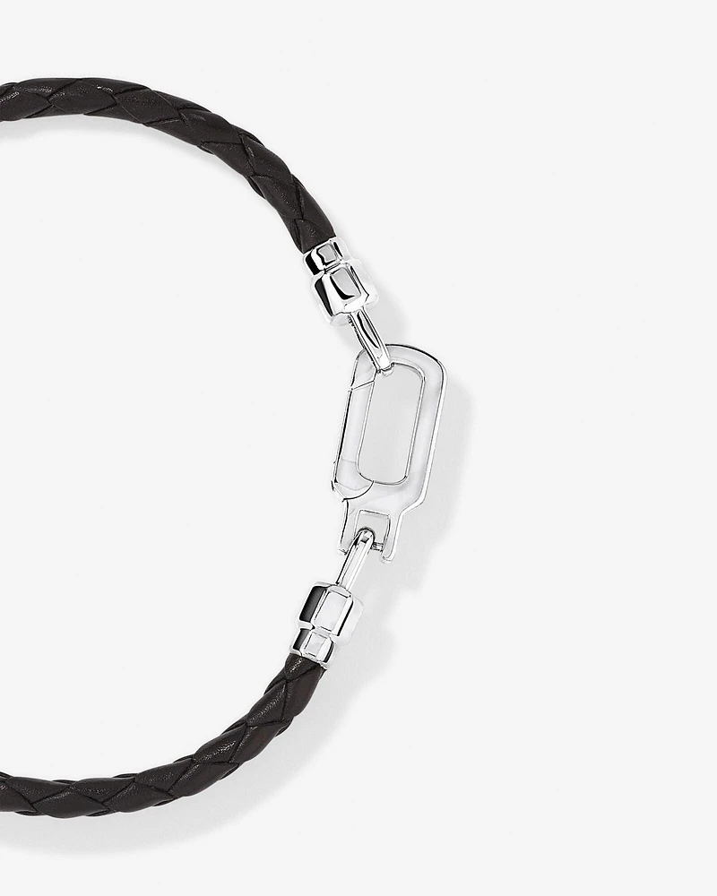 Men's Braided Leather Bracelet with Sterling Silver