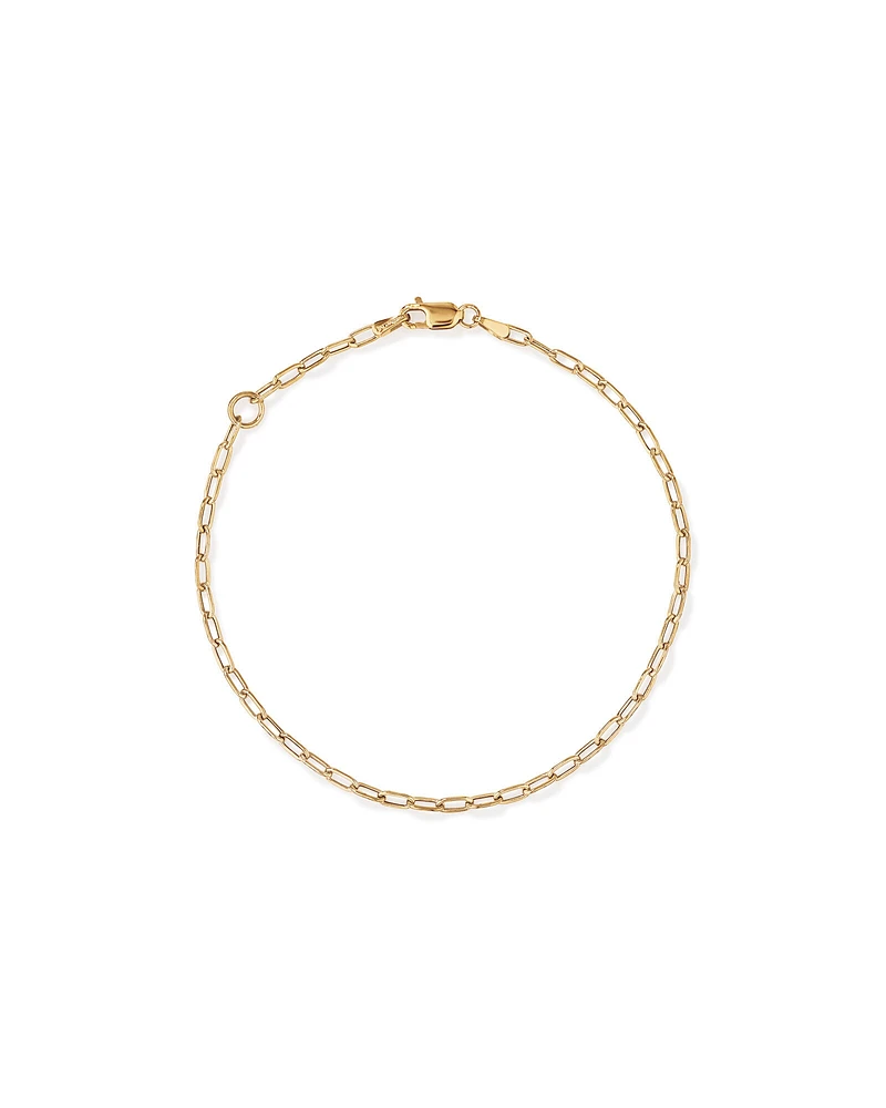 19cm (7.5") 2mm Hollow Paperclip Bracelet in 10kt Yellow Gold