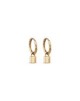 Signature Lock Hoop Huggie Earrings in 10kt Yellow Gold